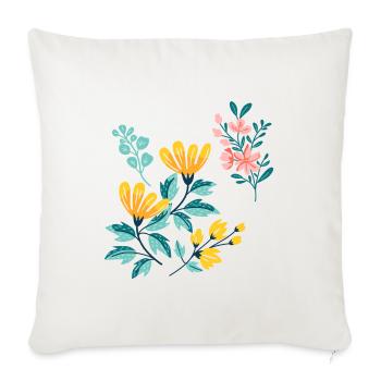Yellow and Pink FLOWERS - Sofa pillowcase 17,3'' x 17,3'' (45 x 45 cm) - natural white - Front