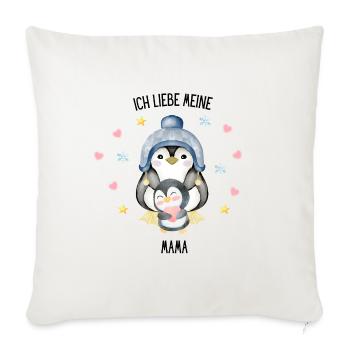 Ich liebe meine Mama Pinguin - Sofakissenbezug 45 x 45 cm - Naturweiß  - Vorne