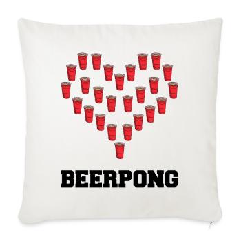 Beerpong coeur de la bièrepong - Housse de coussin décorative 45 x 45 cm - blanc nature - Devant