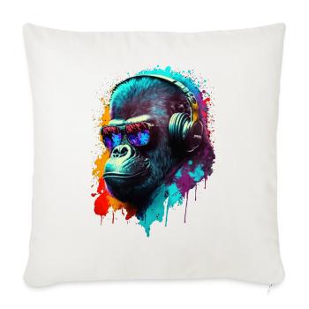 Gorilla Monkey DJ Casque Lunettes de soleil Club Musique - Housse de coussin décorative 45 x 45 cm - blanc nature - Devant