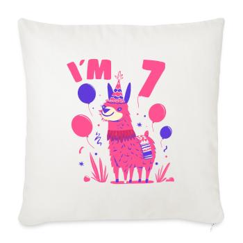 Cute Lama Birthday Motif for Girls Iam 7 Gift Idea - Sofakissenbezug 45 x 45 cm - Naturweiß  - Vorne