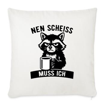 Raton laveur effronté - je m’en fous - café - Housse de coussin décorative 45 x 45 cm - blanc nature - Devant
