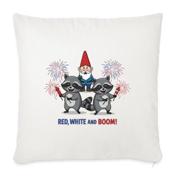 Raton laveur 4 juillet Feu d’artifice - Housse de coussin décorative 45 x 45 cm - blanc nature - Devant