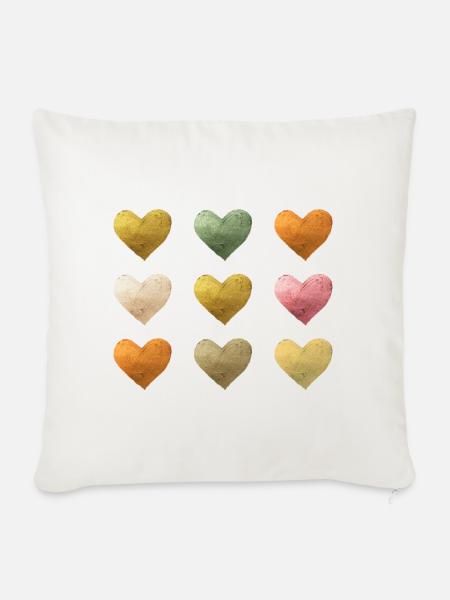 Herzen - Sofakissenbezug 45 x 45 cm - Naturweiß
