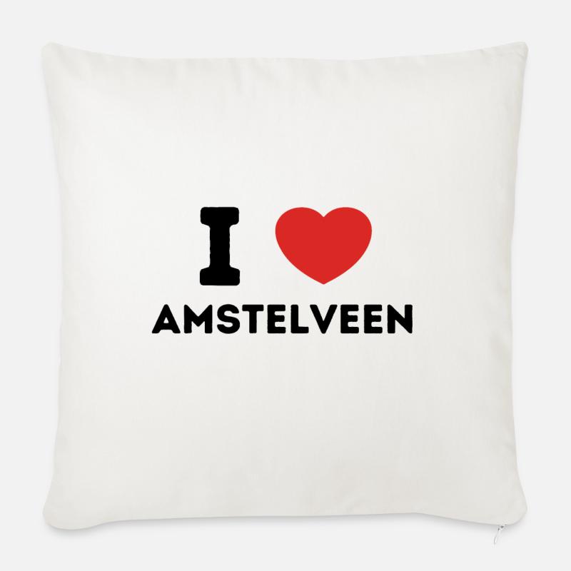 J’aime Amstelveen Pays-Bas - Housse de coussin décorative 45 x 45 cm - blanc nature
