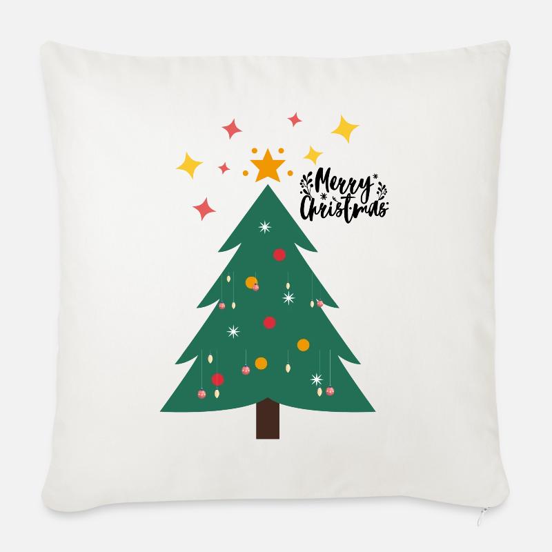 Weihnachtsbaum - Christbaum - Sofakissenbezug 45 x 45 cm - Naturweiß 