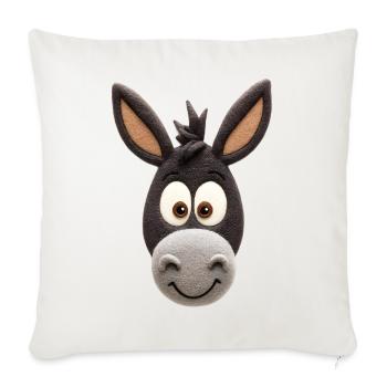 Funny Donkey Cartoon Head – Cute Animal Design - Sofa pillowcase 17,3'' x 17,3'' (45 x 45 cm) - natural white - Front