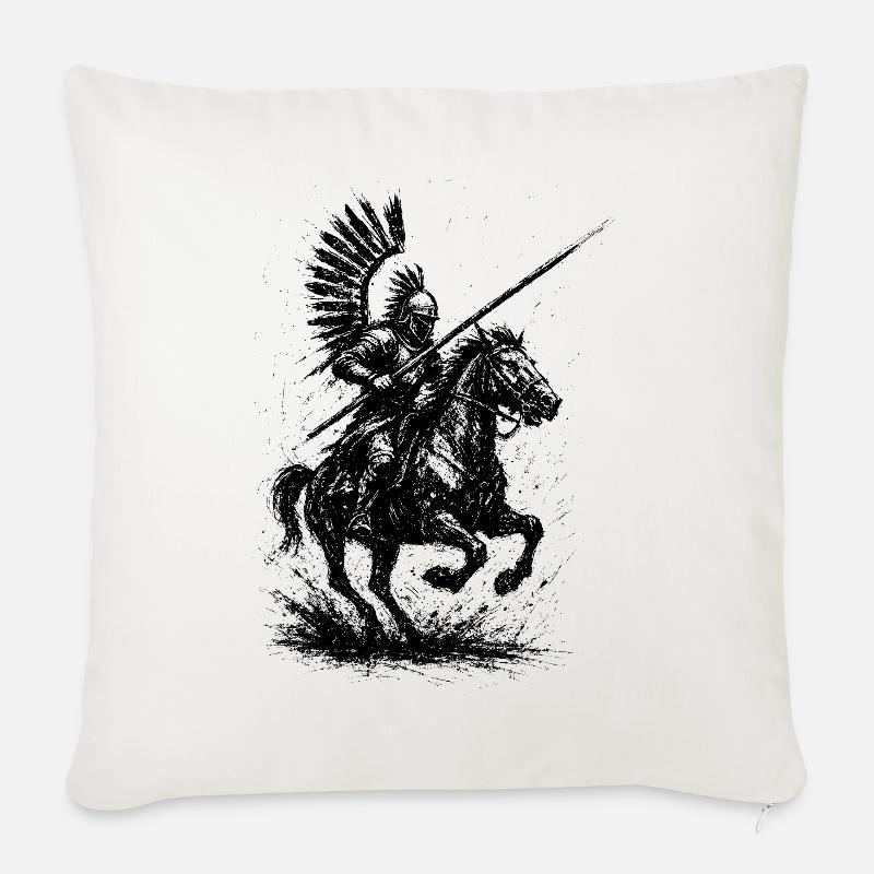 Husaren als Stolz - Sofakissenbezug 45 x 45 cm - Naturweiß 