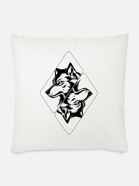 Wolfskopf - Sofakissenbezug 45 x 45 cm - Naturweiß