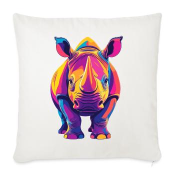 Colorful Rhino Pop Art Colorful Rhino Motif - Sofa pillowcase 17,3'' x 17,3'' (45 x 45 cm) - natural white - Front