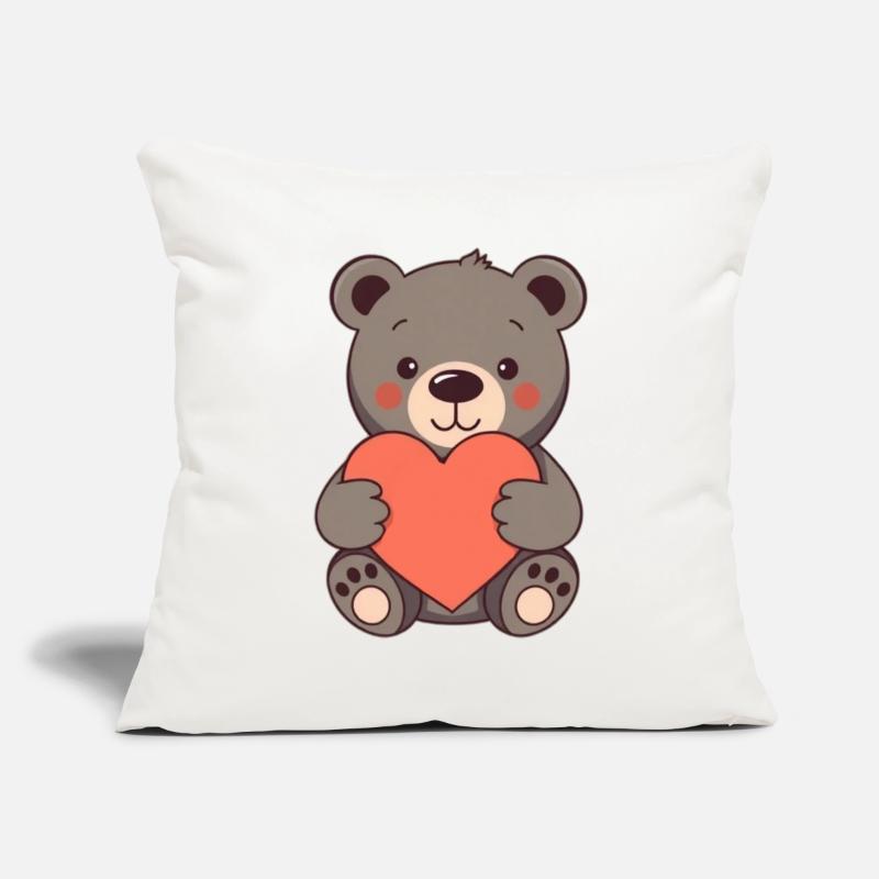 Bär mit rotem Herz Geschenk Mutter Muttertag Sofakissenbezug 45 x 45 cm