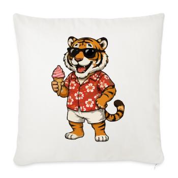 Hawaii-Tiger mit Eis-Sommerlook - Sofa pillowcase 17,3'' x 17,3'' (45 x 45 cm) - natural white - Front