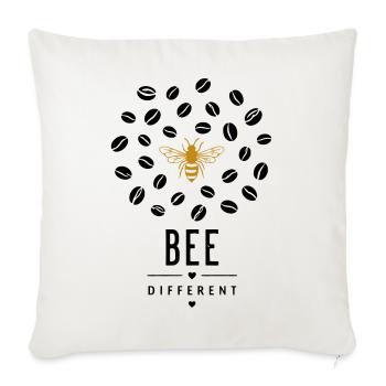Abeille dorée sur fond noir - Housse de coussin décorative 45 x 45 cm - blanc nature - Devant