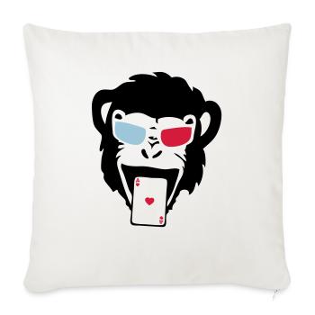 singe gorille poker carte as - Housse de coussin décorative 45 x 45 cm - blanc nature - Devant