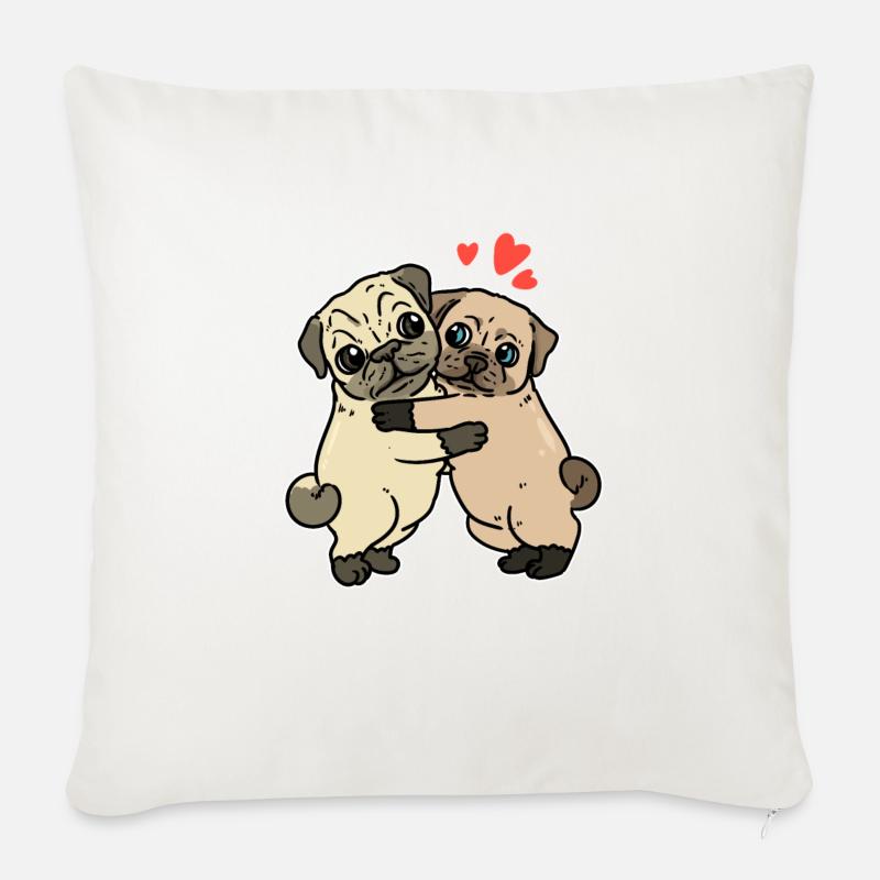 Möpse | Mops - Sofakissenbezug 45 x 45 cm - Naturweiß 