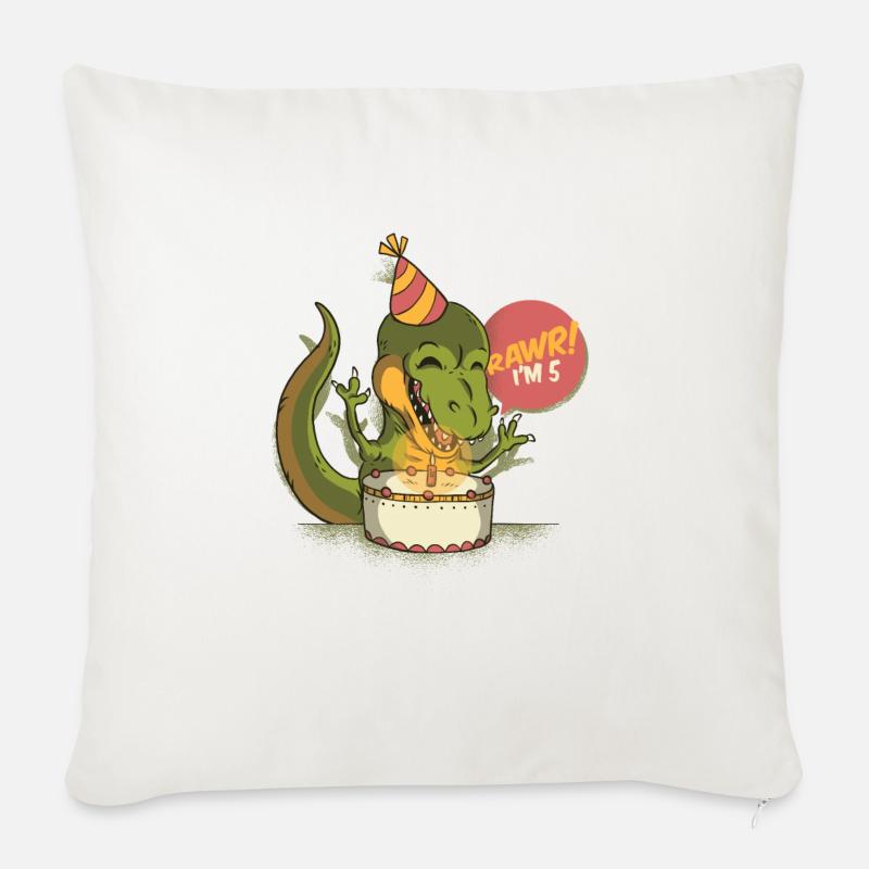 GEBURTSTAG DINOSAURIER - Sofakissenbezug 45 x 45 cm - Naturweiß 