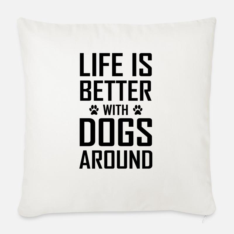 Hund - Sofakissenbezug 45 x 45 cm - Naturweiß 