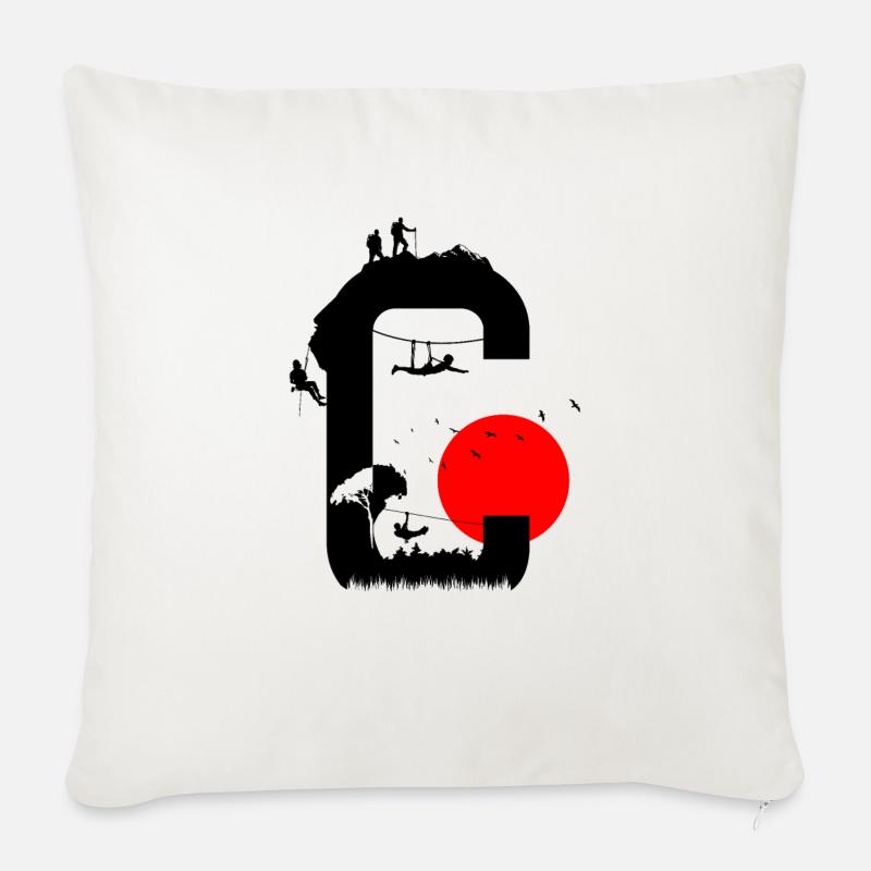 C red sun - Sofakissenbezug 45 x 45 cm - Naturweiß 