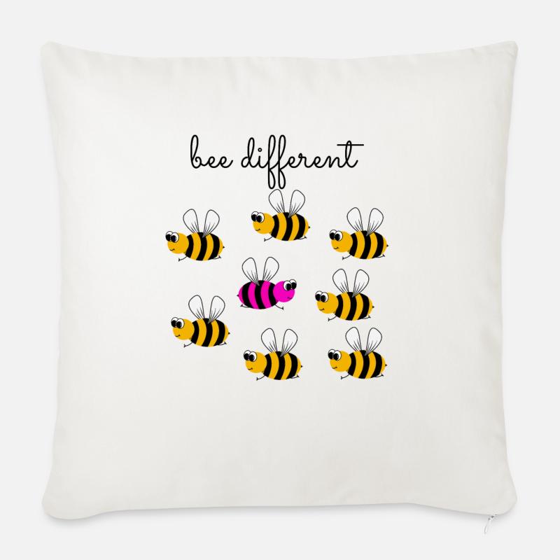 bee different - be different - be yourself - bee - Sofa pillowcase 17,3'' x 17,3'' (45 x 45 cm) - natural white