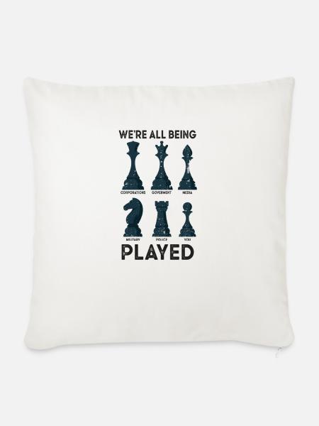 Schach Verschwörung Verschwörungstheoretiker - Sofakissenbezug 45 x 45 cm - Naturweiß