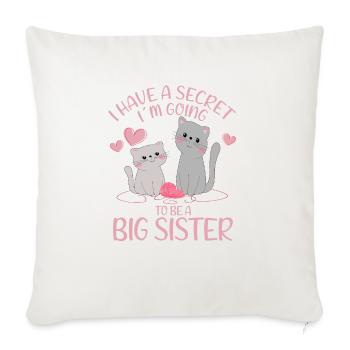 J’ai un secret Je vais être une grande sœur Cadeaux - Housse de coussin décorative 45 x 45 cm - blanc nature - Devant