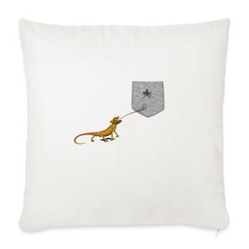 Lizard Tongue Reaching For Fly In Fake Pocket Fun - Sofa pillowcase 17,3'' x 17,3'' (45 x 45 cm) - natural white - Front