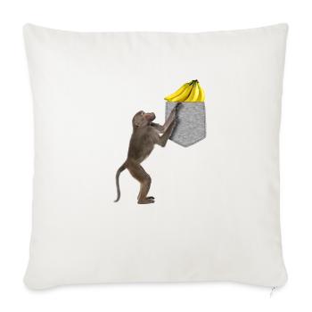 Singe Babouin Atteignant Banane Dans Fausse Poche - Housse de coussin décorative 45 x 45 cm - blanc nature - Devant