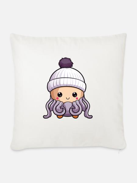 Oktopus Winter Tier Baby Comic - Sofakissenbezug 45 x 45 cm - Naturweiß