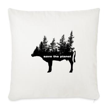 Save the Planet - Vegan Umweltschutz Kuhwald - Sofakissenbezug 45 x 45 cm - Naturweiß  - Vorne