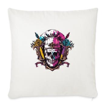 Koch Skull Skeleton Chef Crest - Sofa pillowcase 17,3'' x 17,3'' (45 x 45 cm) - natural white - Front