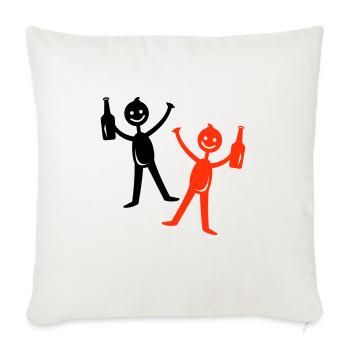 Bière buvant Figurine bâton - Housse de coussin décorative 45 x 45 cm - blanc nature - Devant