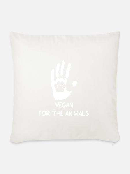Vegan - Tierschutz - Geschenk - Natur - Sofakissenbezug 45 x 45 cm - Naturweiß