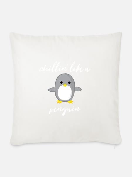 Pinguin - Chill out - Faul - Geschenk - Relax - Sofakissenbezug 45 x 45 cm - Naturweiß