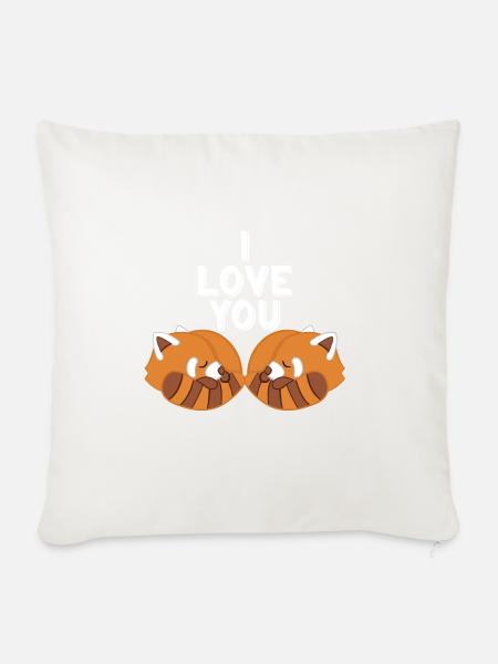 Roter Panda - Liebe - Paar - Partner - Geschenk - Sofakissenbezug 45 x 45 cm - Naturweiß