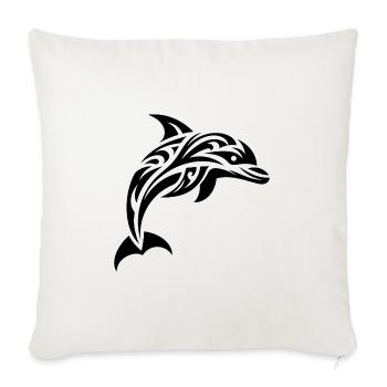 Springender süßer Tattoo Delfin - Sofakissenbezug 45 x 45 cm - Naturweiß  - Vorne