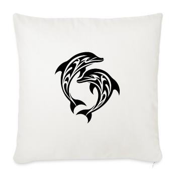 Tribal Tattoo Jumping Dolphins - Sofa pillowcase 17,3'' x 17,3'' (45 x 45 cm) - natural white - Front