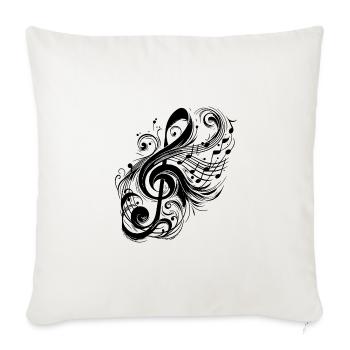 Vintage Musik Notenschlüssel mit wilden Noten - Sofakissenbezug 45 x 45 cm - Naturweiß  - Vorne