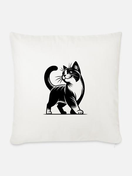 Eleganter Haustiger mit süssem Katzen Blick - Sofakissenbezug 45 x 45 cm - Naturweiß