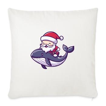 Baleine Père Noël Dessin animé - Housse de coussin décorative 45 x 45 cm - blanc nature - Devant