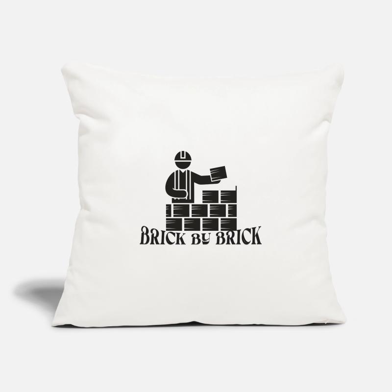 Brique par brique - Meme Saying Housse de coussin décorative 45 x 45 cm