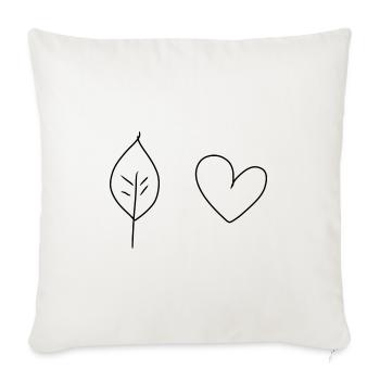 Coeur Feuille Symbole Nature - Housse de coussin décorative 45 x 45 cm - blanc nature - Devant
