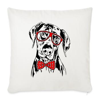 DOBERMANN Glasses Dogs Smart Dog - Sofa pillowcase 17,3'' x 17,3'' (45 x 45 cm) - natural white - Front