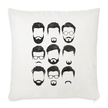 Beard and haircut pattern - Sofa pillowcase 17,3'' x 17,3'' (45 x 45 cm) - natural white - Front