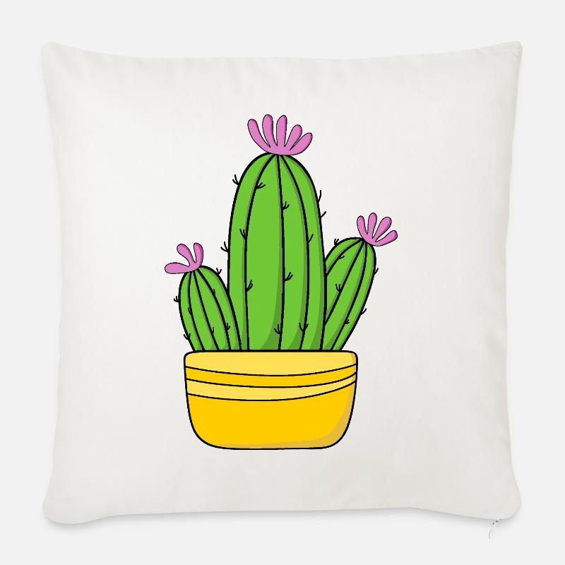 Cactus - Housse de coussin décorative 45 x 45 cm - blanc nature