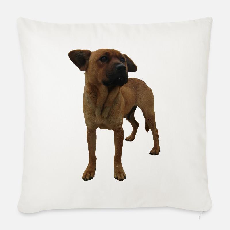 Chien - Housse de coussin décorative 45 x 45 cm - blanc nature