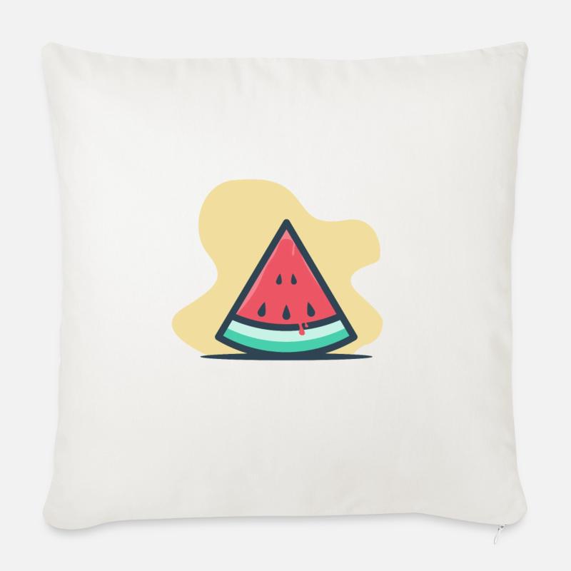 Été à nouveau - pastèque - présent - Housse de coussin décorative 45 x 45 cm - blanc nature