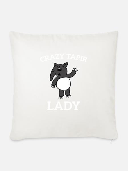 Verrücktes Tapir-Damen-T-Shirt Lustiges malaysisches Tapir-Wortspiel - Sofakissenbezug 45 x 45 cm - Naturweiß