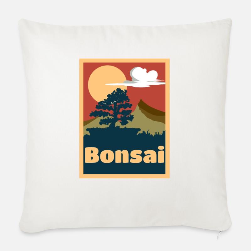 Bonsai Pflanze -Bonsai Baum Gärtner Geschenk - Sofakissenbezug 45 x 45 cm - Naturweiß 