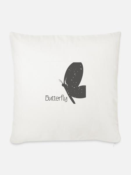 Schmetterling Butterfly - Sofakissenbezug 45 x 45 cm - Naturweiß 