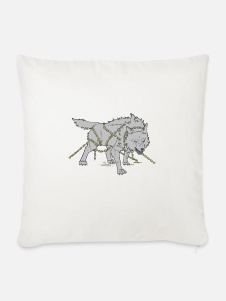 Wolf in Ketten - Sofakissenbezug 45 x 45 cm - Naturweiß